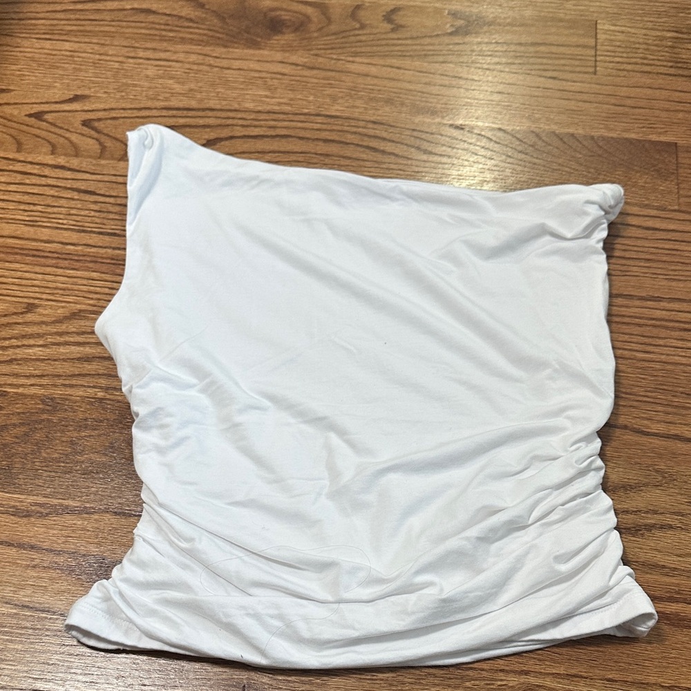 Abercrombie and Fitch White One-Shoulder Top - Classic Stretch Fit
